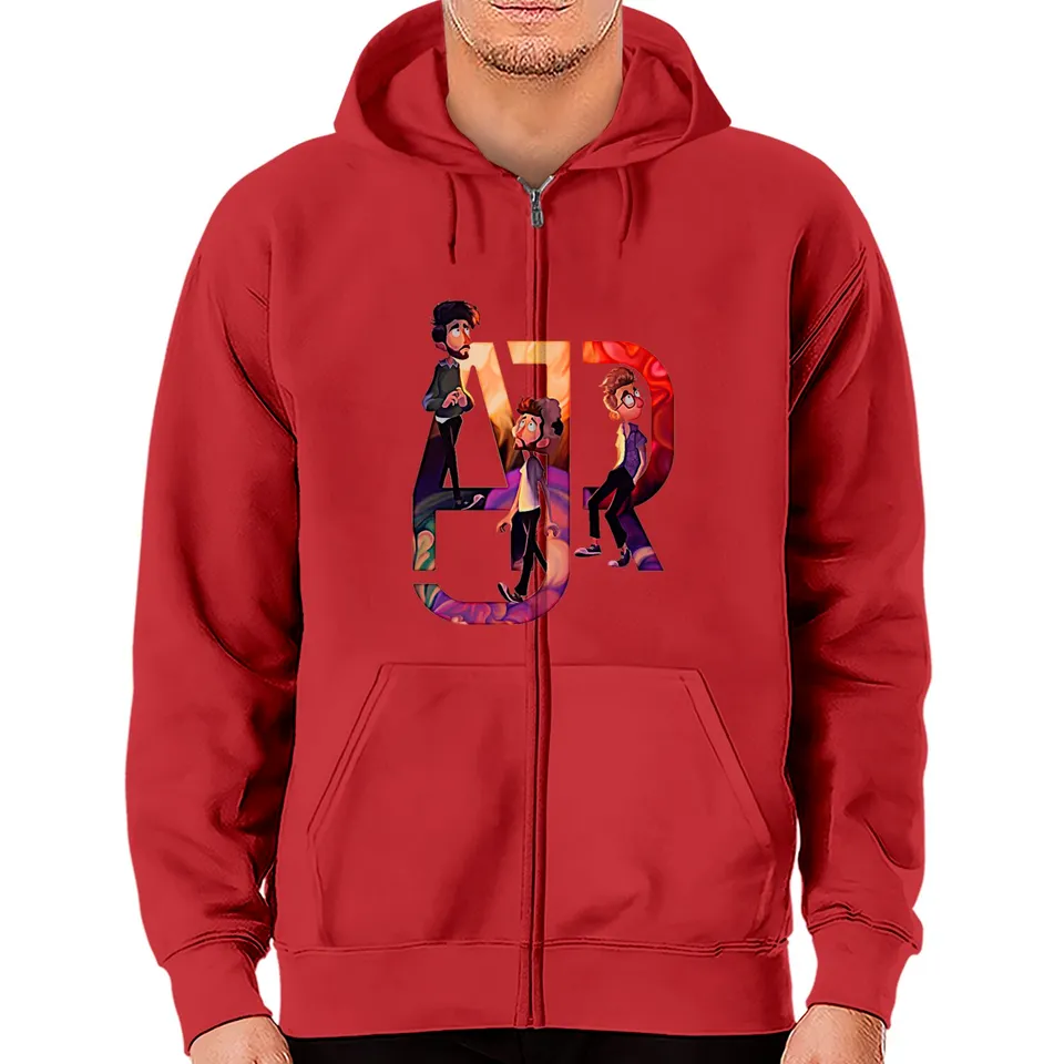 Hoodies à zip AJR Band pour unisexe en rouge — Sweats à capuche pour hommes
