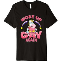 T-shirt Woke Up Gay Again Licorne Arc-en-Ciel Espace Fierté LGBT