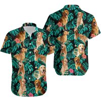 Chemise Hawaii Golden Retriever pour hommes — Chemises décontractées pour hommes