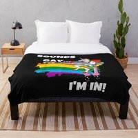Sounds Gay I'm In Funny Pride Unicorn Rainbow Shirt Throw Blanket — Throw Blankets