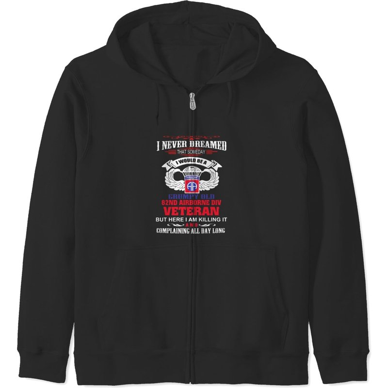 Hoodie zippé Grumpy Old 82nd Airborne Division pour unisexe — Sweats à capuche pour hommes