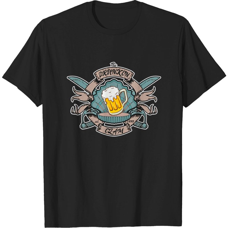 T-shirt pour hommes avec logo The Drunken Clam en noir — T-shirts pour hommes