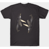 T-shirt Noir pour Hommes Circling Whales — T-shirts pour hommes