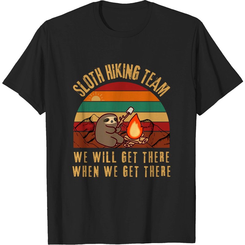 Sloth Hiking Team Vintage T-Shirt for Men in Black