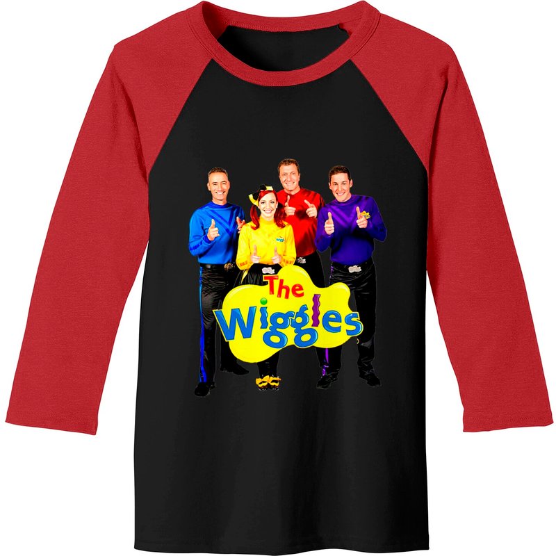 The Wiggles Band Rock Men's Baseball Tee - Black/Red — Mens T Shirts