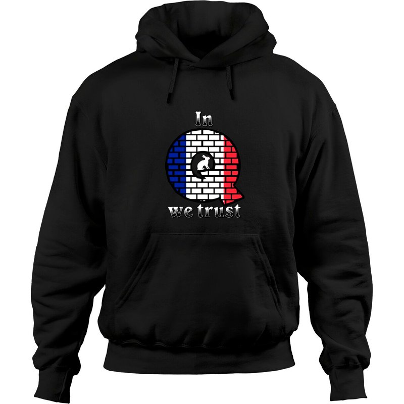 Hoodies Unisex France In Q We Trust Noir — Sweats à capuche pour hommes
