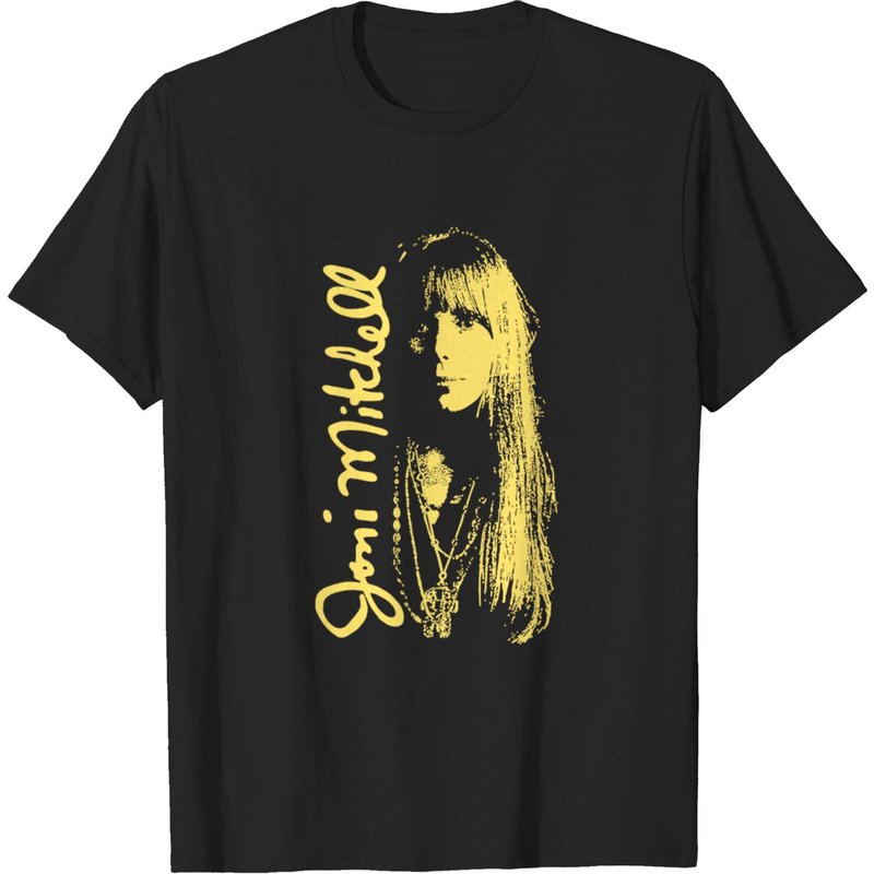 T-shirt pour hommes Joni Mitchell Vintage des années 1970 en noir