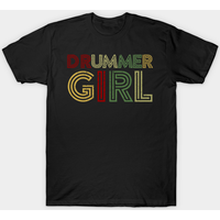 T-shirt pour hommes Drummer Girl en noir — T-shirts pour hommes