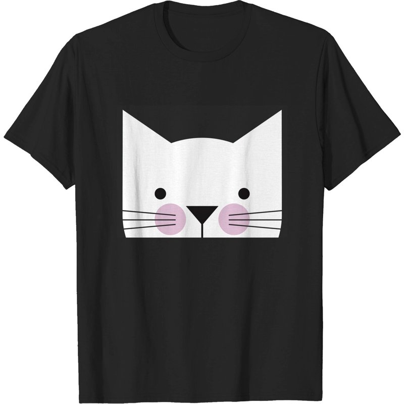 T-shirt pour hommes Peek-a-boo Kitty en noir et blanc avec joues lavande — T-shirts pour hommes