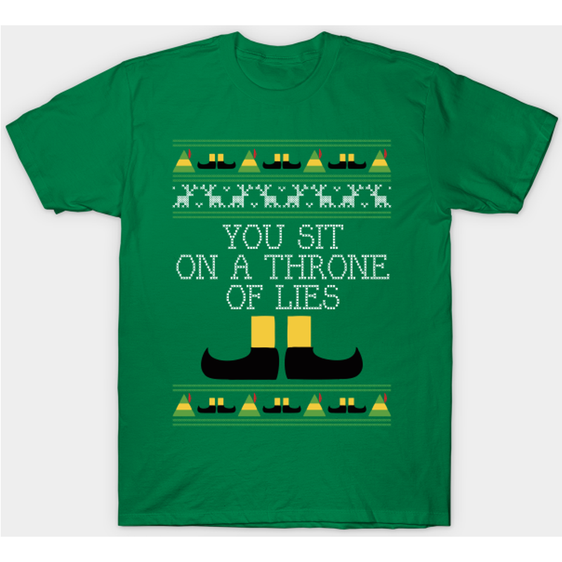 Throne Of Lies Elf Quote Christmas Knit T-Shirt for Men — Mens T Shirts