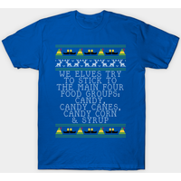 Candy Food Groups Elf Quote Christmas Knit T-Shirt for Men — Mens T Shirts