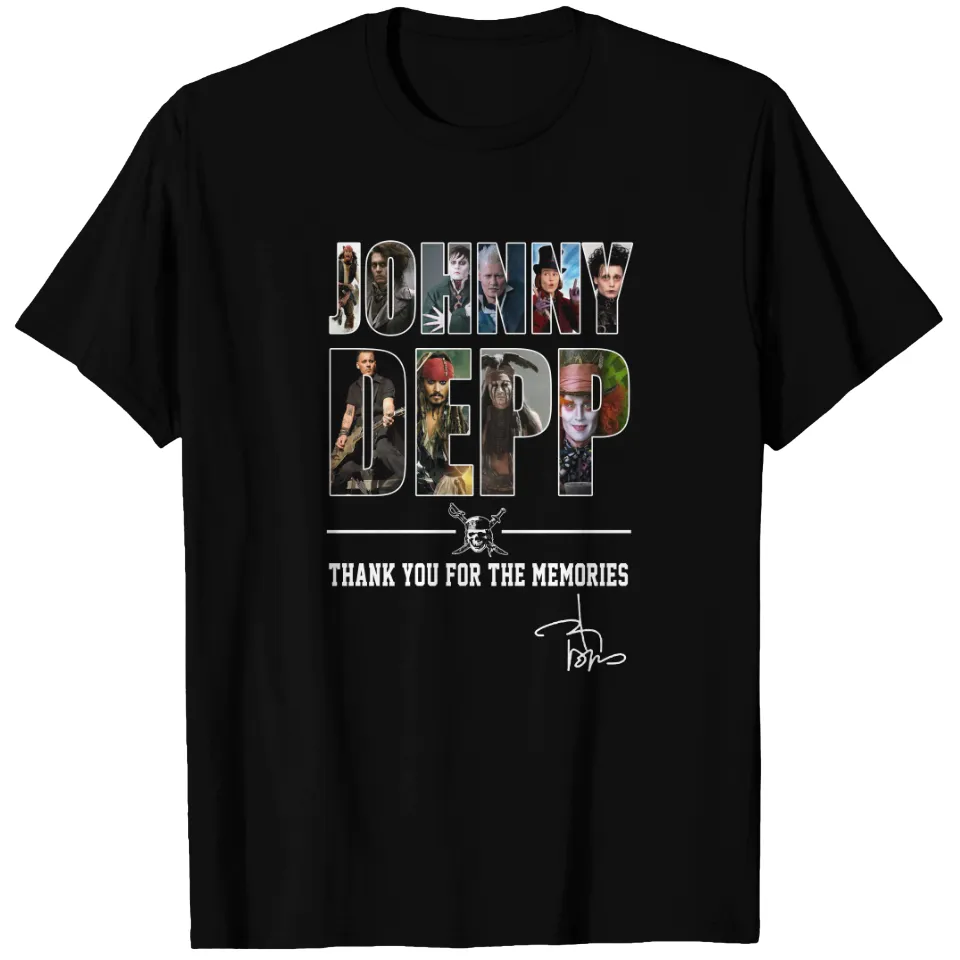 T-shirt pour hommes Johnny Depp 38 ans 1984-2022 Signatures — T-shirts pour hommes