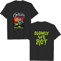 T-shirt de groupe Obituary Slowly We Rot en impression vintage pour hommes — T-shirts pour hommes