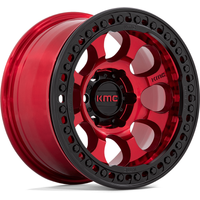 Roues KMC KM237 Riot Beadlock Rouge Bonbon avec Anneau Noir Satiné — Roues et jantes