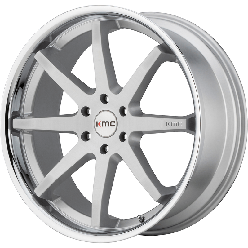 KMC Wheel KM715 Reverb Brushed Silver with Chrome Lip 22x9.5 — Wheels & Rims