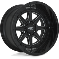 Moto Metal MO801 Phantom Gloss Black Milled Wheels - 20x10 -5x127 — Wheels & Rims