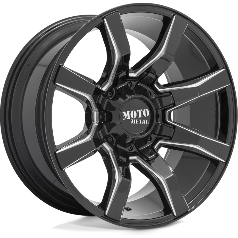 Moto Metal MO804 Spider Gloss Black Milled Wheels - 20x10 -5x127 — Wheels & Rims