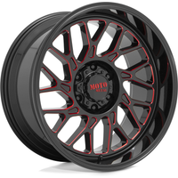 Moto Metal MO805 Black Milled Red Wheels - 20x10 - 6x135 -18 Offset — Wheels & Rims
