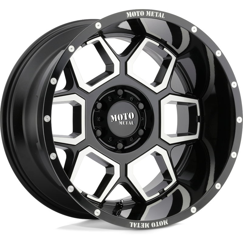 Moto Metal MO981 Spade Gloss Black Machined Wheels 20x10 6x139.7 — Wheels & Rims