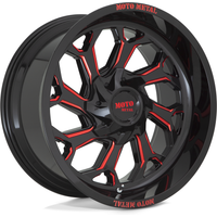 Roues Moto Metal MO999 Noir Moulé Rouge - 20x10 - 6x135 -18 Offset — Roues et jantes