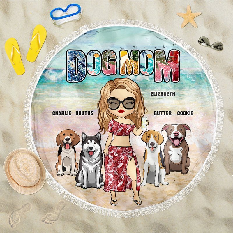 Serviette de Plage Personnalisée Dog Mom It's Beach Time — Serviettes de bain