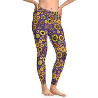 Leggings Élastiques Fleurs de Tournesol d'Été Violet pour Femmes — Legging femme