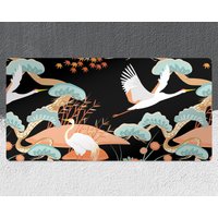 Chinoserie Crane Desk Mats for Home Office — Mouse Pads & Desk Mats