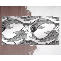 Black and White Fish Desk Mats for Home Office — Mouse Pads & Desk Mats