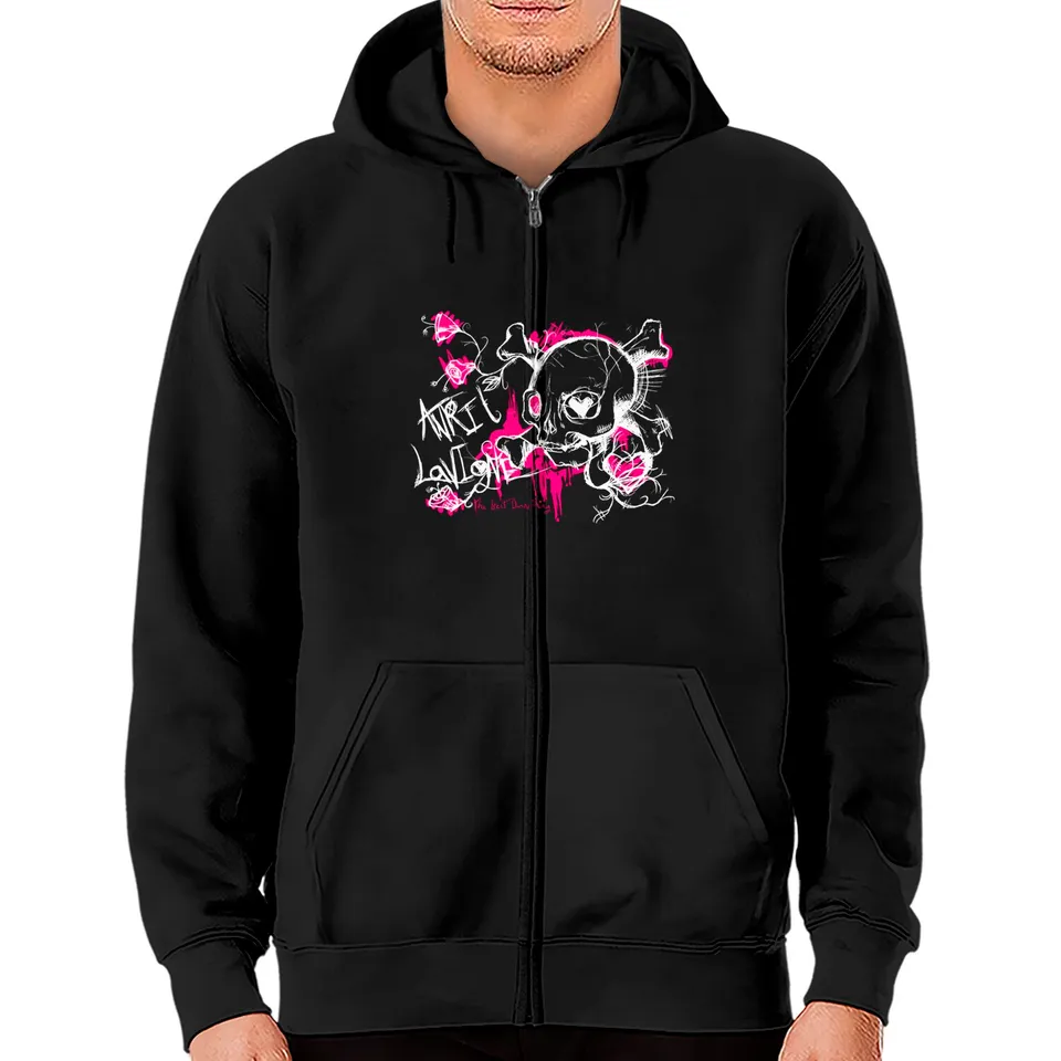 Hoodie zippé Avril Lavigne avec graphique de tournée musicale vintage — Sweats à capuche pour hommes