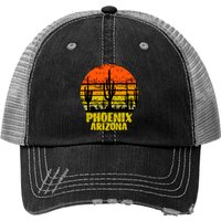 Phoenix Arizonna Cactus Sunset Vintage Print Trucker Hat — Baseball Cap