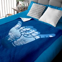 Shaka Hand Sign Baby Blanket with Calm Ocean and Clouds