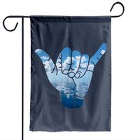 Shaka Hand Sign Garden Flag with Ocean and Clouds