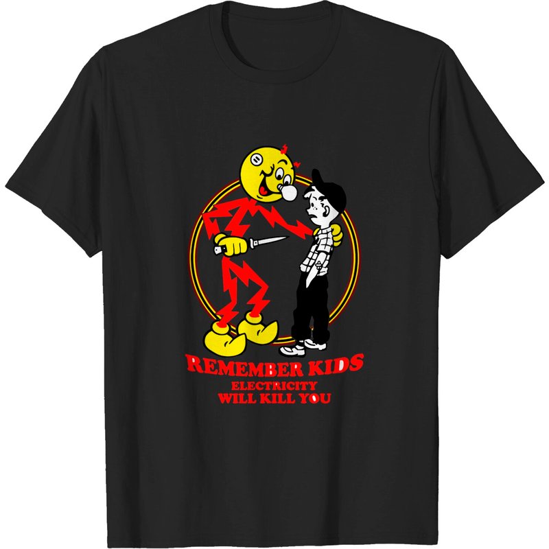Reddy Kilowatt Remember Kids Electricity Will Kill You T-Shirt — Mens T Shirts
