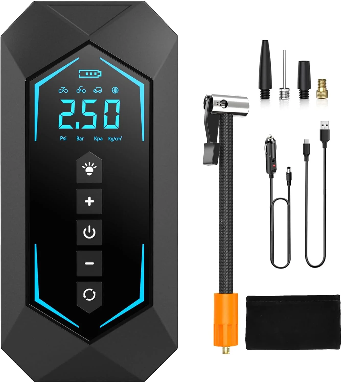 Compresseur d'air portatif de gonfleur de pneu d'EVDANCE 150PSI double puissance