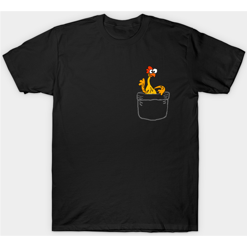 T-shirt Homme Poulet en Caoutchouc dans Poche