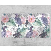 Tapis de Bureau Oiseau Exotique parmi les Fleurs — Tapis de souris et sous-mains