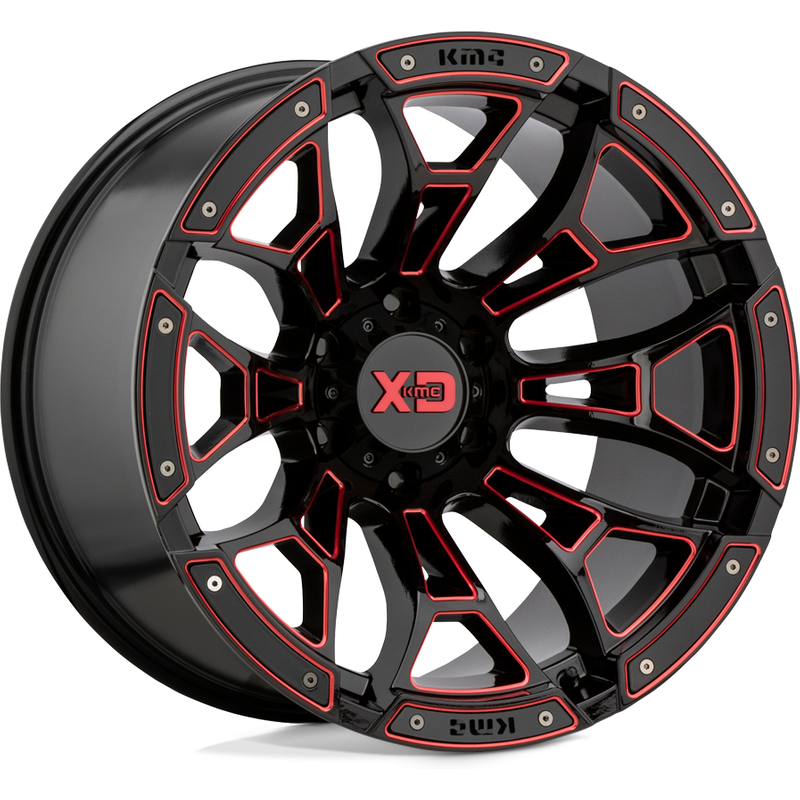 Roues XD Series XD841 Boneyard Noires Moulées Rouges 20x10 -36 Offset — Roues et jantes