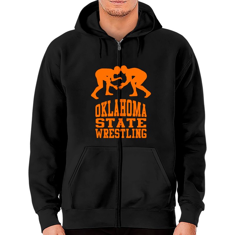 Hoodie zippé de lutte de l'État de l'Oklahoma pour unisexe — Sweats à capuche pour hommes