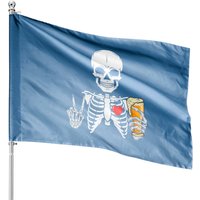 Skeleton Skull Drinking Beer House Flag — Decorative Flags
