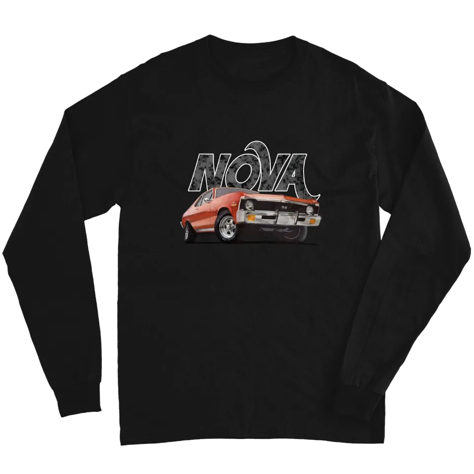 T-shirt à manches longues 1970 Nova pour unisexe en noir — T-shirts pour hommes