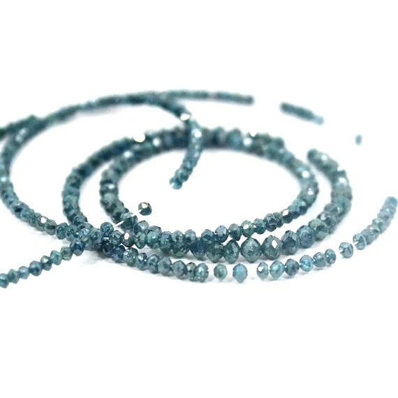 32 Inch Blue Color Diamond Beads Necklace