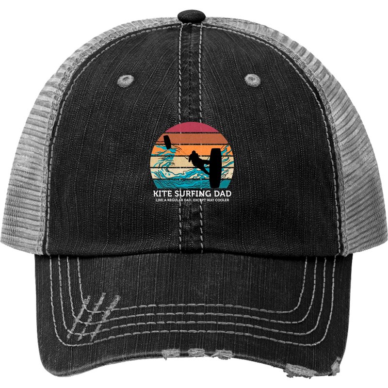 Chapeau Trucker Vintage Kite Surfing Dad Plage Coucher de Soleil — Casquette de baseball
