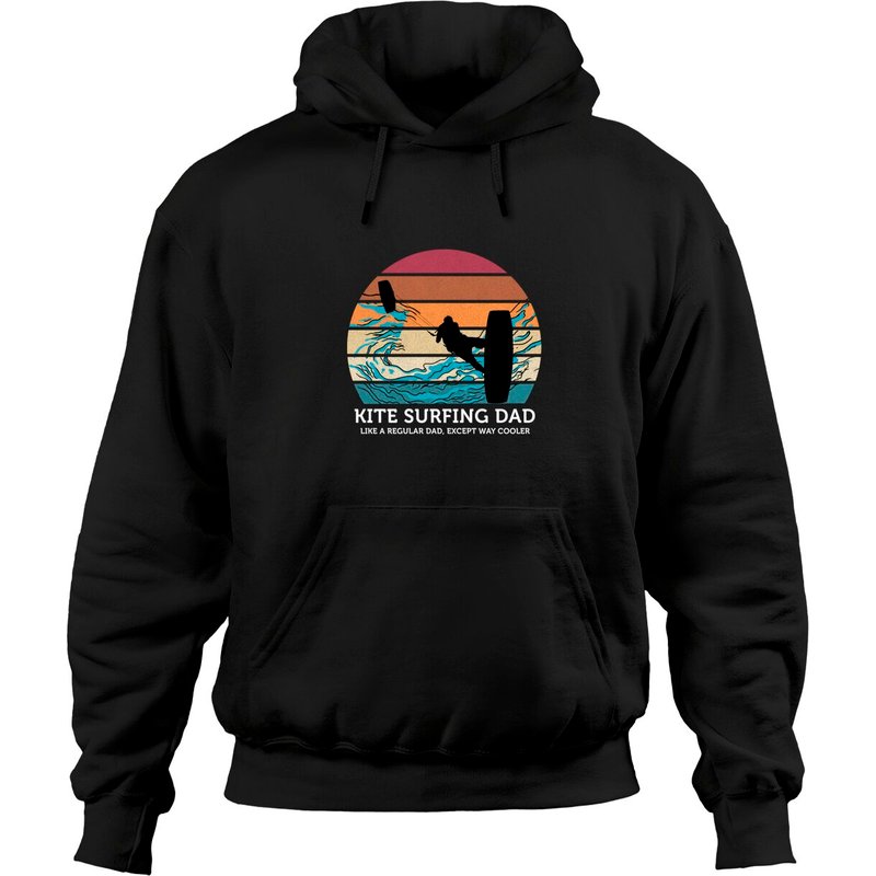 Kite Surfing Dad Vintage Sunset Beach Hoodie — Mens Hoodies