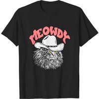 Meowdy! T-shirt Vintage Chat Cowboy Chapeau Musique Country pour Hommes — T-shirts pour hommes