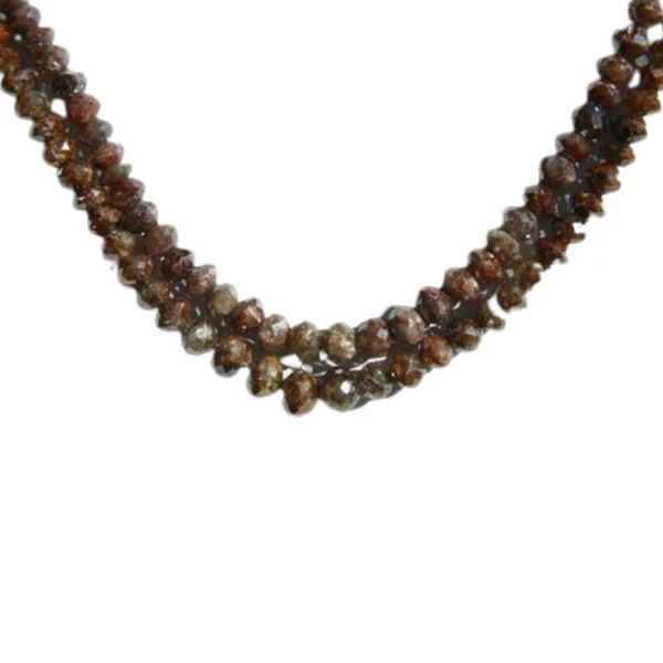 18 Inch Brown Diamond Beads Necklace — Silver Necklace Women