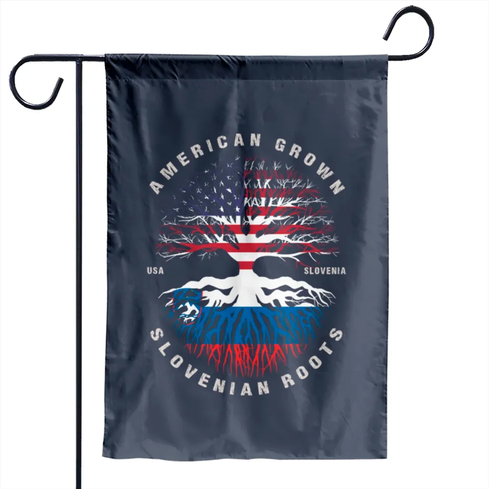 Drapeau de jardin américain aux racines slovènes de Slovénie — Drapeaux décoratifs