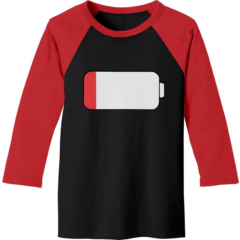 Lilith Clawthorne Low Battery Baseball Tee for Men - Black/Red — Mens T Shirts