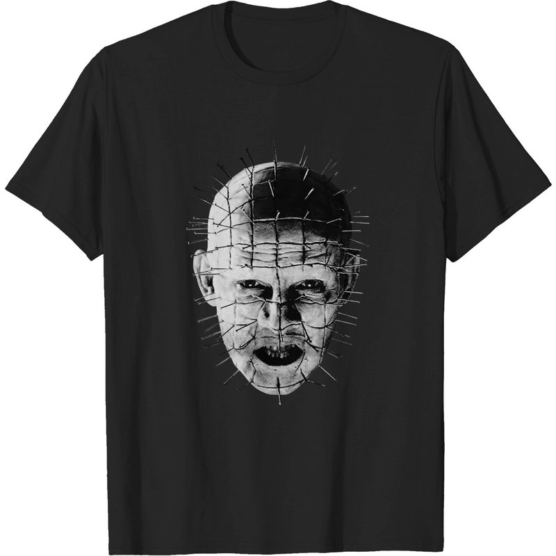 T-shirt noir Hellraiser - Movie Pinhead en gros plan pour hommes — T-shirts pour hommes