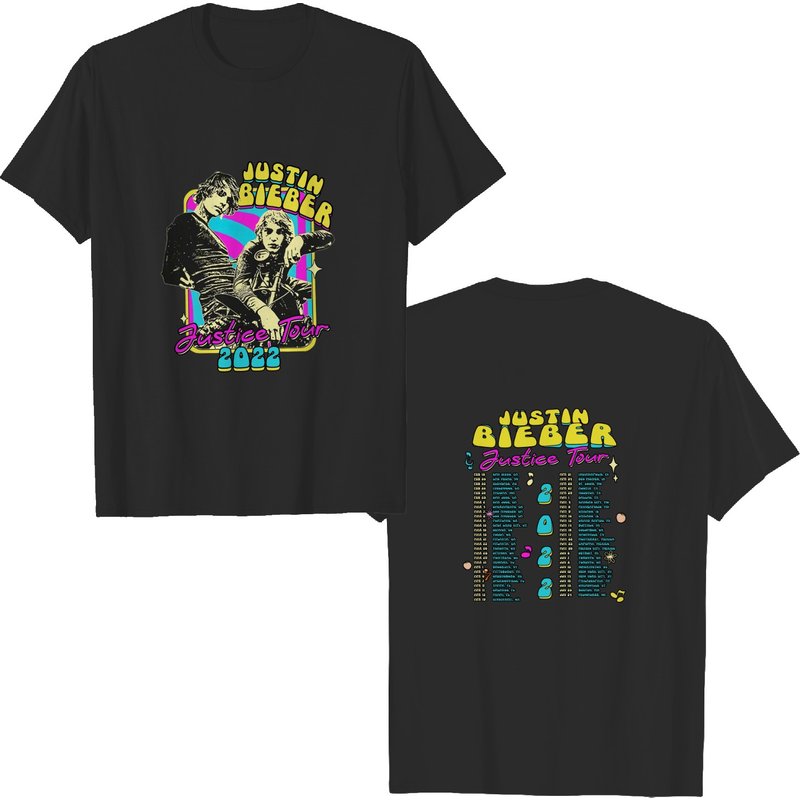 Justin Bieber 2022 Justice World Tour 2 Sided T-Shirt for Men — Mens T Shirts
