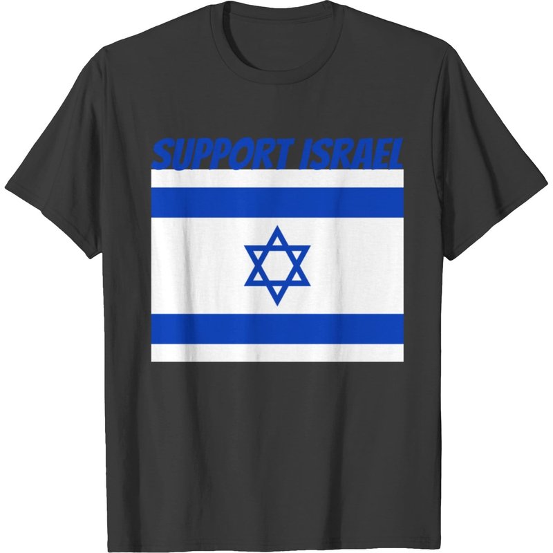 T-shirt Support Israel pour hommes en noir — T-shirts pour hommes